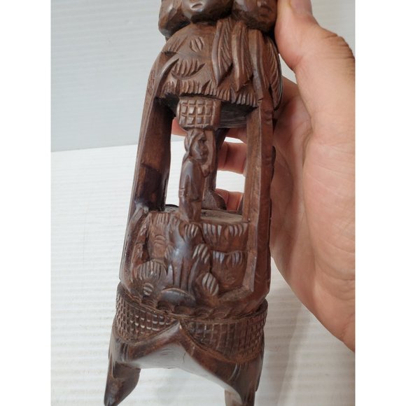 Indian Ethnic Crafts Hand Carved Kadam Wood Elephant Figurine with Rider… - Picture 4 of 10